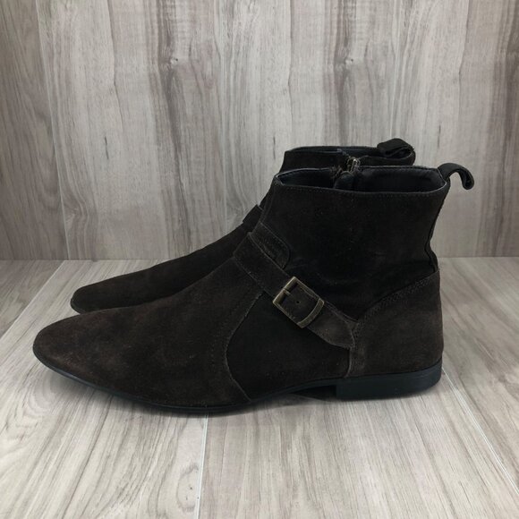  Ankle Boots Mens 11 Brown Suede Zip Shoes main image 10